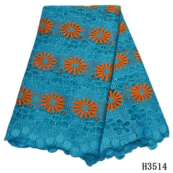 

Latest African laces 2020 high quality Swiss Voile lace in Switzerland 2020 Dry Cotton lace fabric with Stones for Party HJ3514