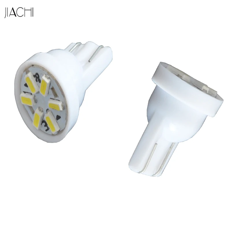 JIACHI 100pcs\lot wholesale T10 W5W 194 168 3014 chips 6smd Factory direct sales Wedge Replacement Reverse Instrument Panel Lamp