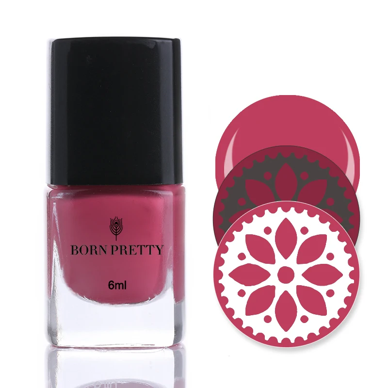 6ml 1 BORN PRETTY, яркие цвета, лак для ногтей, тиснение, черный, сладкий стиль, штамп для ногтей, пластина, лак для печати изображений, маникюрный лак, 15 мл, 6 мл - Цвет: 6ml 1