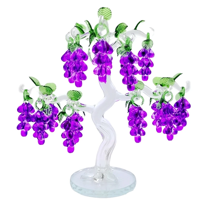 High Quality Crystal Glass Grape Tree Ornament Home Decoration