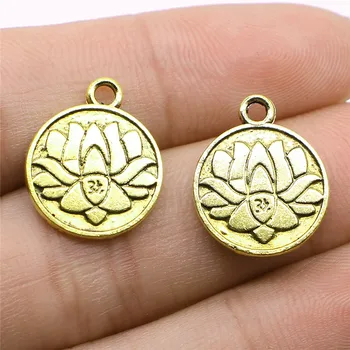 

Clearance Sale 10pcs Antique Gold Color 15x18mm Om Lotus Charms Pendant For Jewelry Making Diy Jewelry Findings