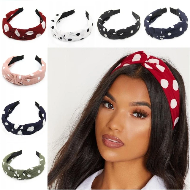 Bow Knotted Headband for Women Girls Red Polka Dot Headband Wide Non Slip  Headbands Knot Head Bands for Women's Hair Vintage Hair Accessories for