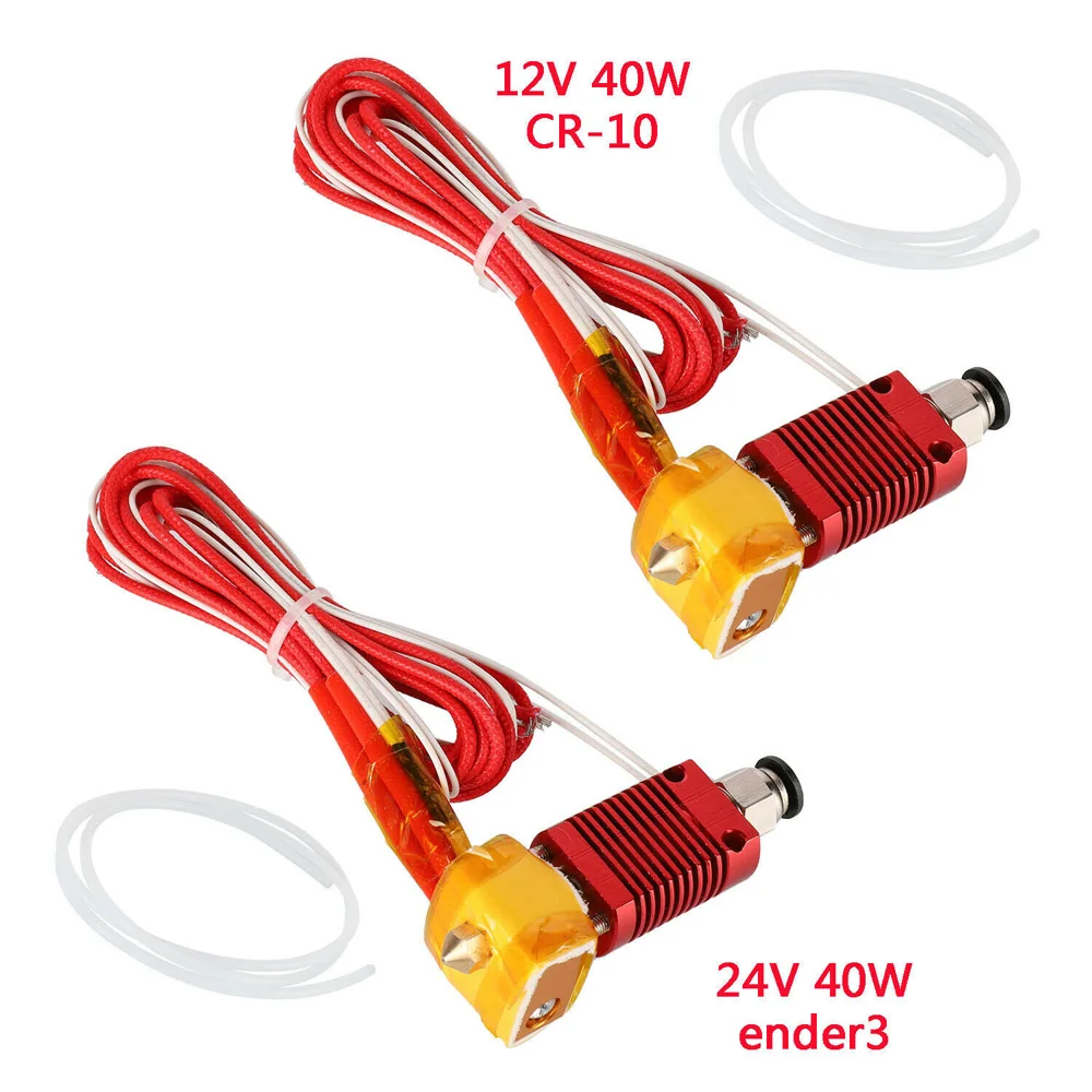 

40W Extruder Kit 12V/24V 0.4mm For 3D Printer CR-10 Ender 3 series MK8 for 1.75 mm Filament 1M Cable pipe heater
