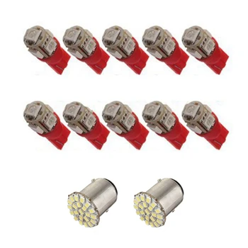 

2X 1157 T25 S25 BAY15D 22 SMD LED White Bulb Lamp with 10X T10 194 168 501 W5W CULOT 5 LED 5050 SMD Bulb Night RED 12V
