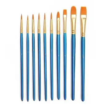 

10Pcs Artist Paint Brush Round Pointed Tip Nylon Hair Artist Brush for Acrylic Watercolor Oil Painting