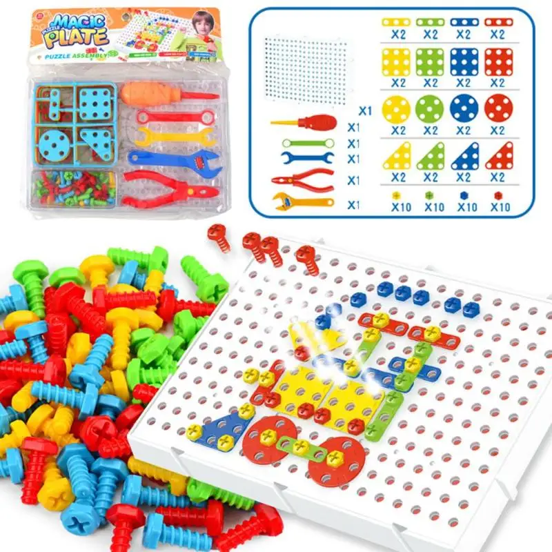 Пластиковые 3D DIY грибы пазл для ногтей настольная игра шуруп дрель детская