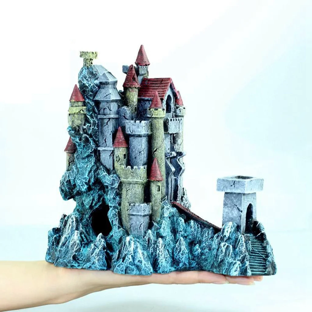 Resin Castle Aquarium Decorations - 22x16x21cm/8.66x6.3x8.27inch