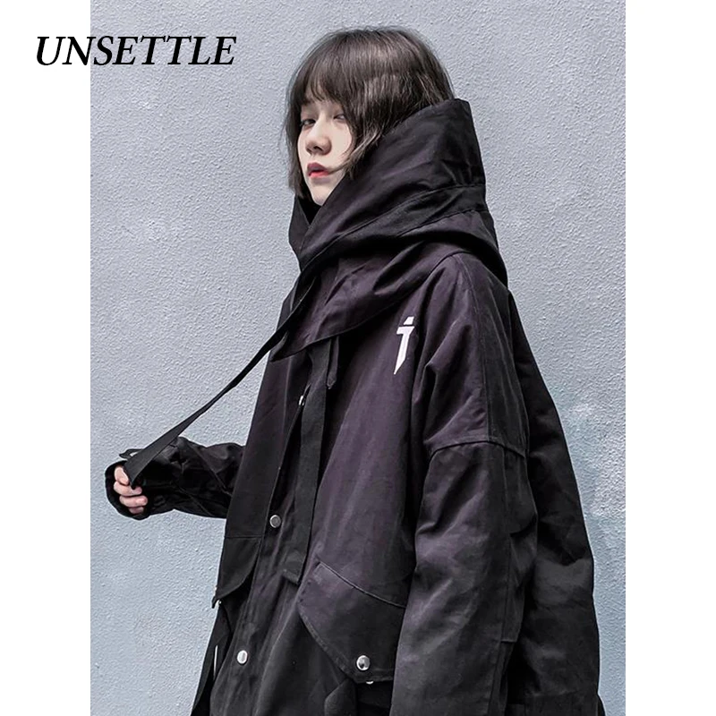 

UNSETTLE 2019 Japanese streetwear Men/Women Winter Jacket Casual Wizard Hooded Jacket Harajuku Style Thick Warm Outwear Parkas