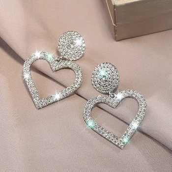 

LATS Korean Hollow Heart-shaped Earrings Round Shiny Love Dangle Earrings for Women 2020 Fashion Jewelry Dropp Kolczyki Earings