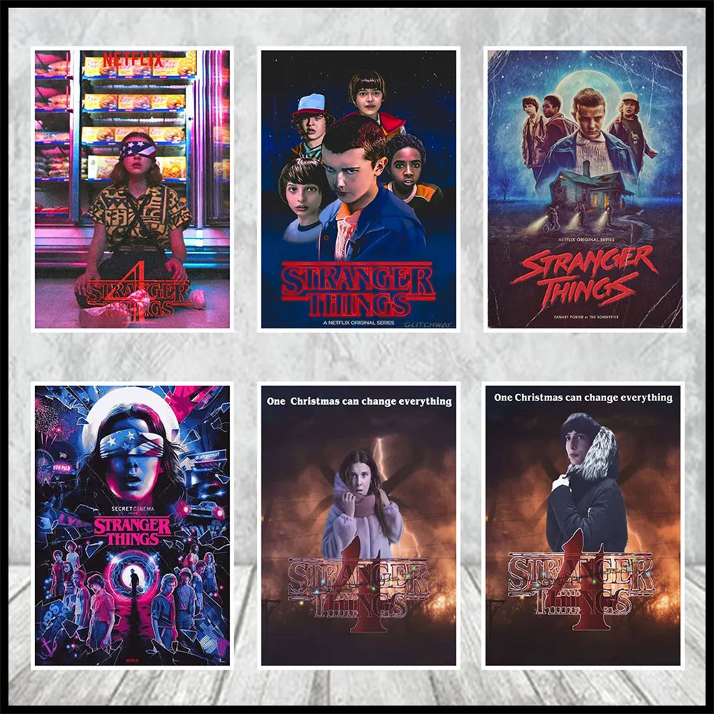 Stranger Things Saison 4 Poster Poster de film Stranger Things saison 4, papier peint Photo blanc/jaune,  décoration de Bar café 42x30cm (16.5x11.8 pouces) | AliExpress