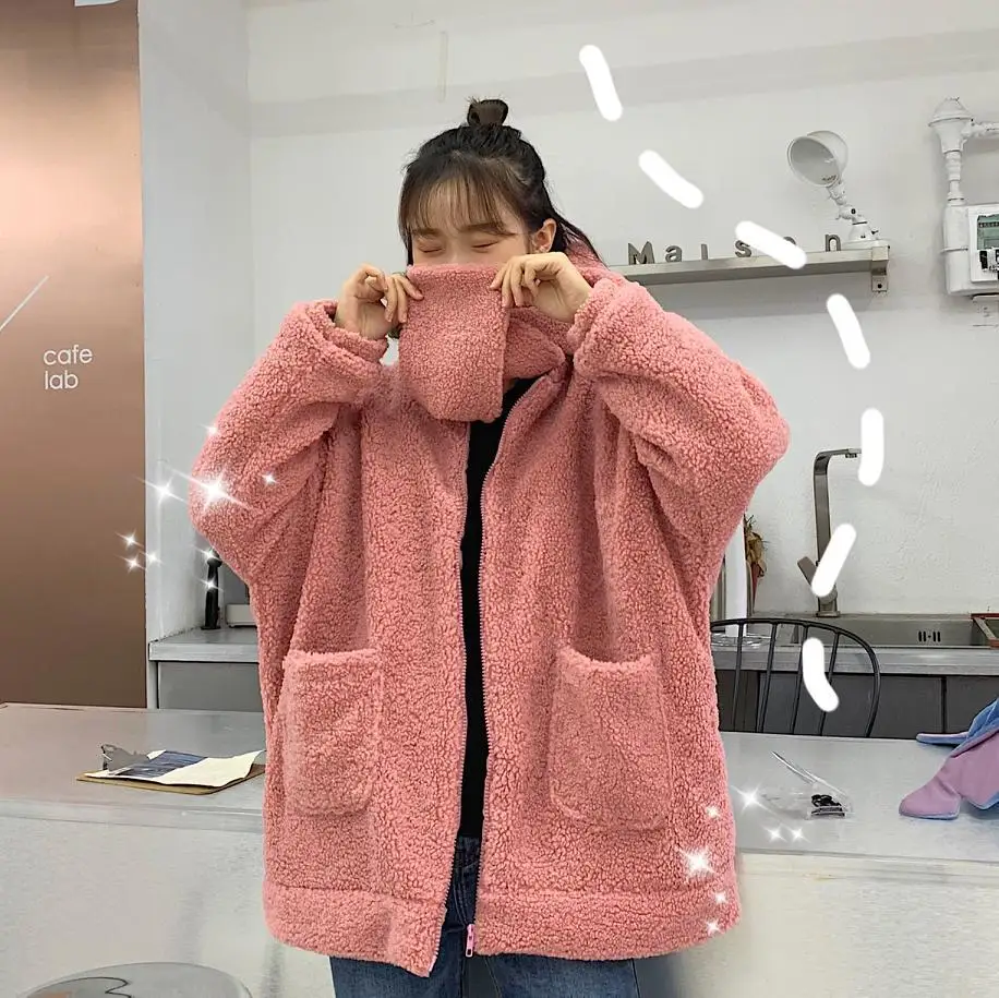 Южная Корея Dongdaemun зима стиль пушистый искусственный мех толстое средней длины пальто овечья шерсть хлопок пальто Женская Зима