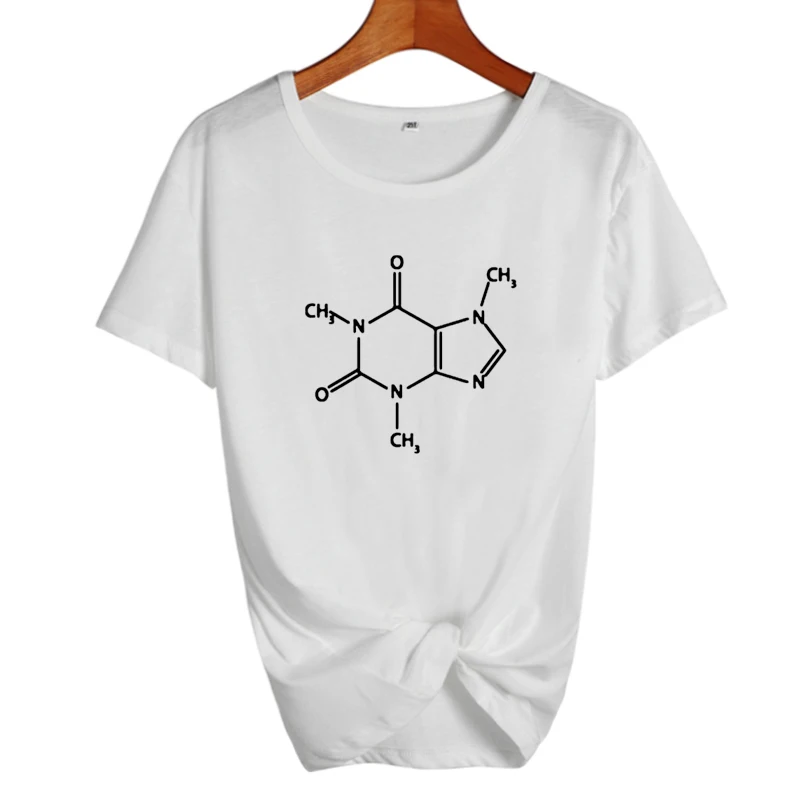 Кофейная графическая футболка с химическим разложением летние топы Tumblr Geek Harajuku модная футболка с принтом женская одежда топы - Цвет: white-black