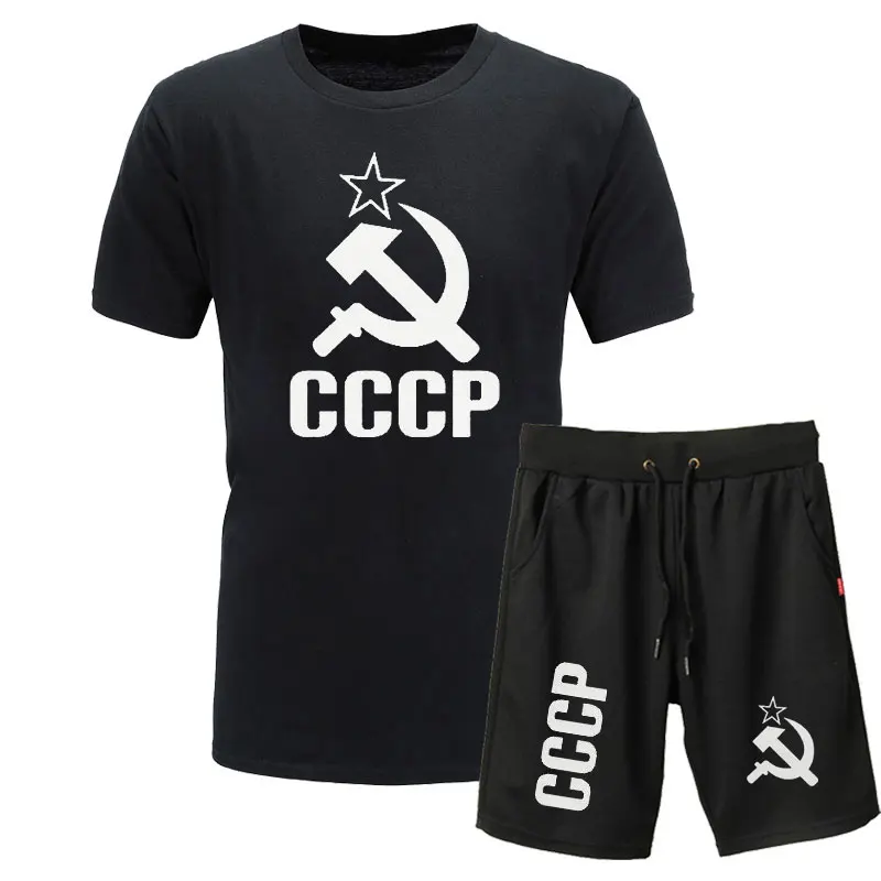 2019 новые Брендовые мужские футболки из 2 предметов + Летние хлопчатобумажные