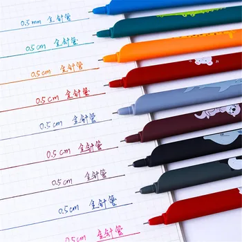 

5pcs Cartoon Animals Gel Pens Kawaii 0.5mm Colorful Ink Scale Pens for Diary Notebook Journal Cute Bookmark Needle Pens