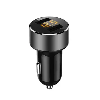 

1pc Car Charger Dual USB Intelligent Digital Display Fast Charger Cigarette Lighter Car Charger For Iphone Xiaomi Samsung Phones