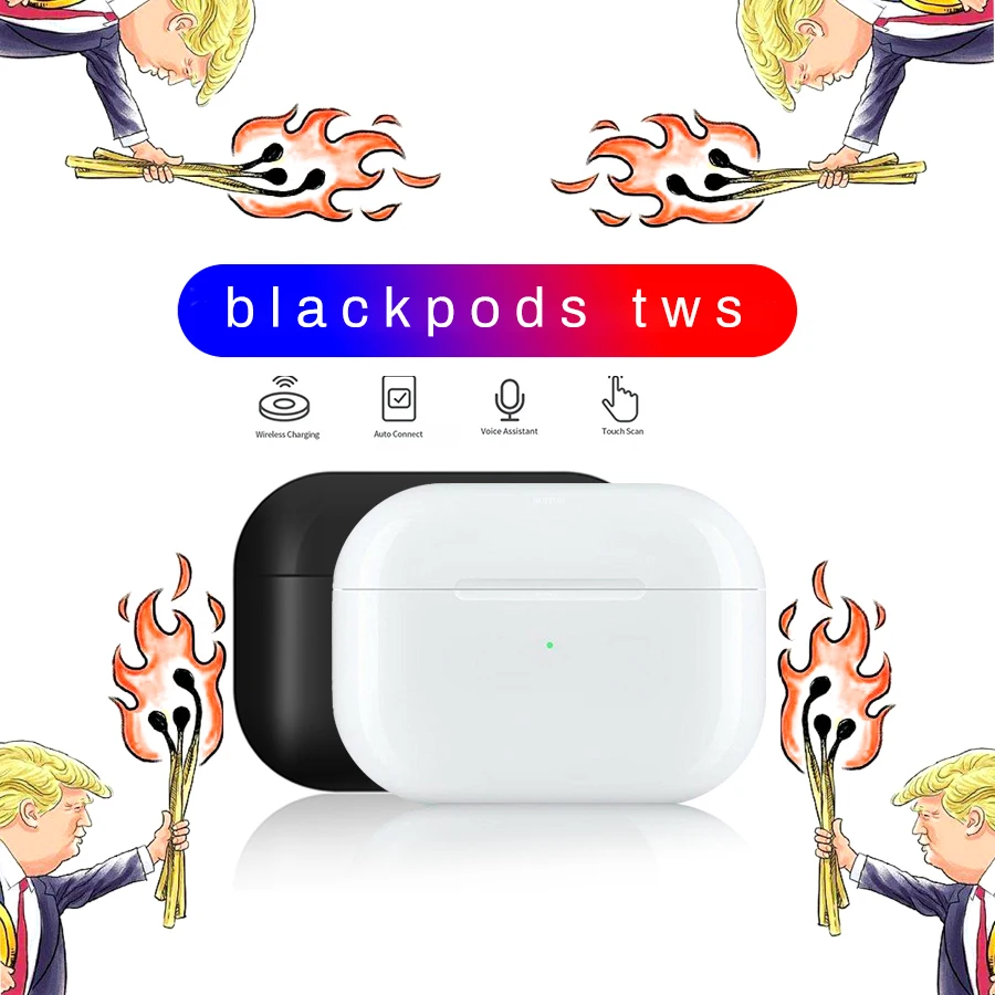 

blackpods tws 1:1 aire3 clone wireless earphone bluetooth headphones with charging noise reduction headset not airpodding pro