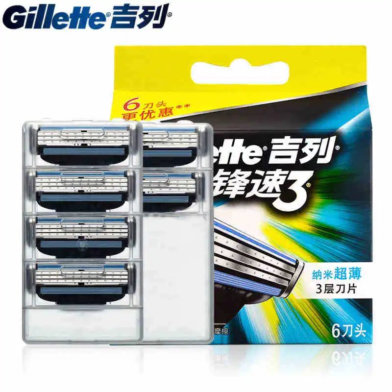 

Original Gillette Mach 3 Blades Razor Face 3 Layer Razor Blades for Men Face Remover Sharp Head Three Blade 6pcs/BOX