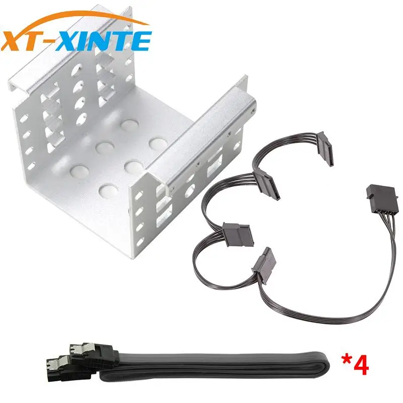 

XT-XINTE 4-Bay 2.5 Inch to 3.5 Inch Hard Drive Caddy Internal Mounting Adapter Bracket Floppy Drive Aluminum Alloy Mobile Holder