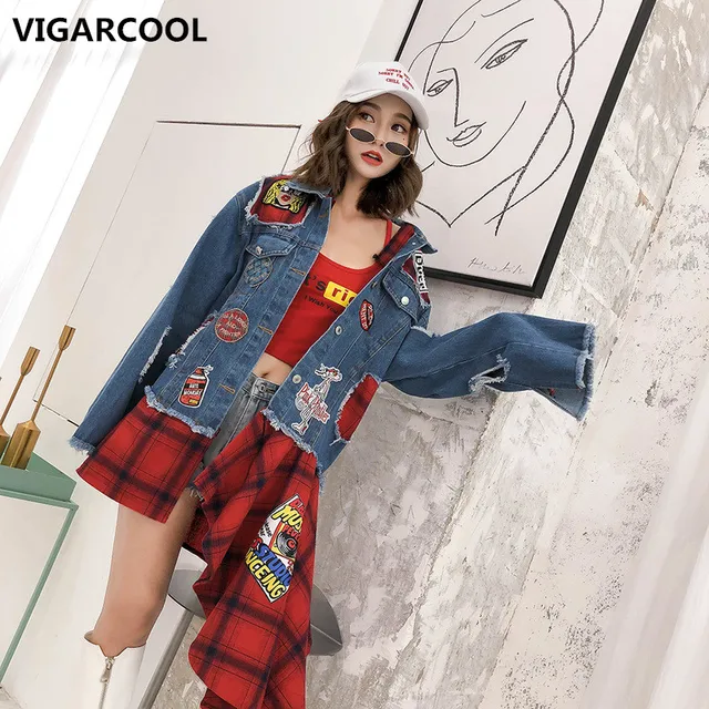 plaid denim jacket womens