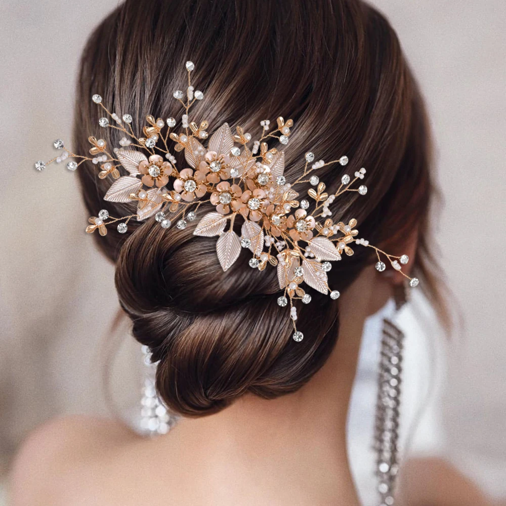 TOPQUEEN HP358 Bridal Headwork Affordable Bridal Combs Rhinestone Alloy Flowers Wedding Headpieces Party Hair Pieces