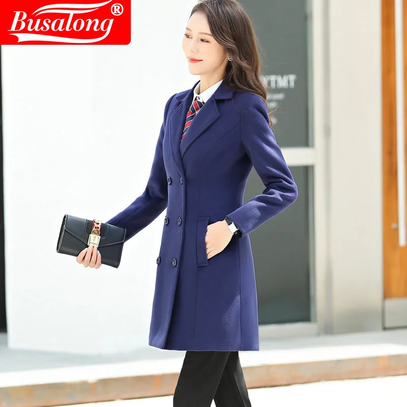 

2019 Autumn And Winter Men And Women Celebrity Style Woolen Coat Korean-style Slim Fit Slimming Padded Medium-length Wool Fabric