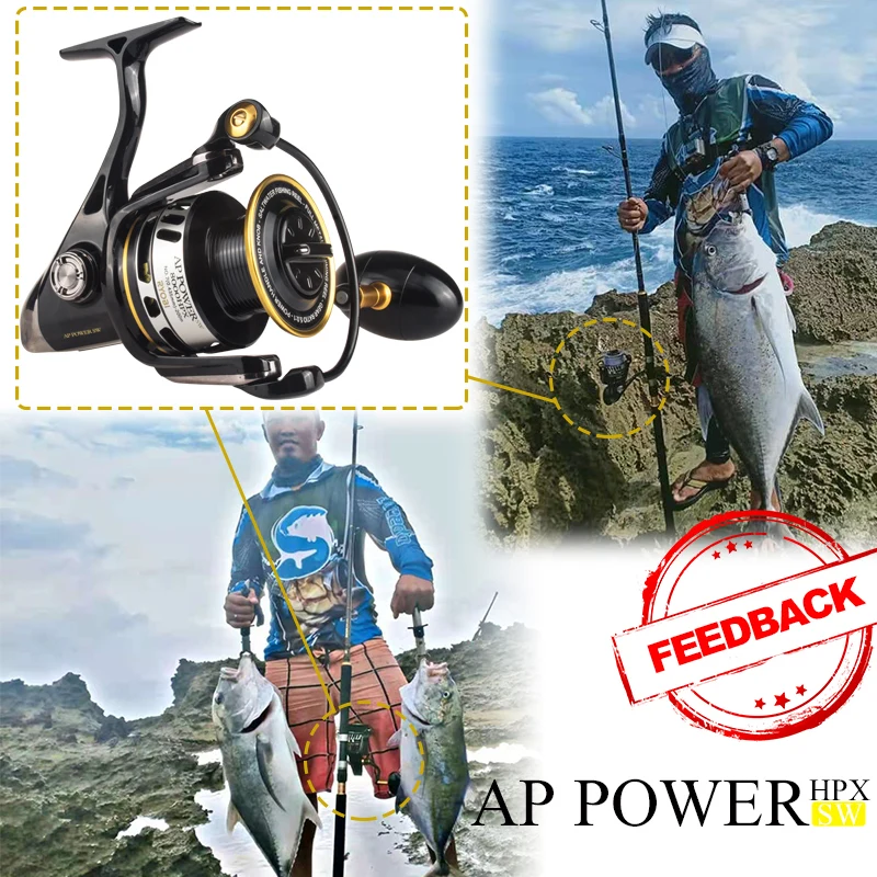 RYOBI AP POWER SW Spinning Fishing Reels 6000/8000/10000 Gear Ratio 5.0:1 Max Drag 10kg Full Metal Body Saltwater Reel Fishing