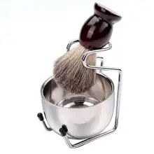 3 Pcs/Set New Beard Care Set Soap Bowl Hanger Brush Facial Care Men's Shaving Tools Shaving  Ferroalloy Wood Stainless Steel