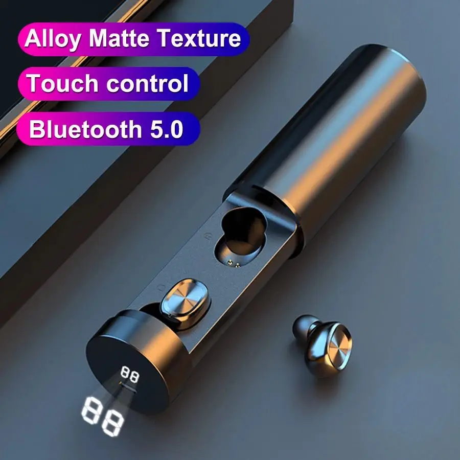 Выдвижные Bluetooth наушники Беспроводные TWS True Stereo с микрофоном Металлические