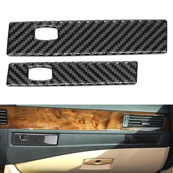 

2Pcs Carbon Fiber Co-Pilot Water Cup Holder Frame Decoration Cover Trim For-BMW 5 Series E60 2005-2010 LHD