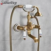 Antique Black Bronze Phone Style Bathtub Shower Faucet Copper Spray Wall-Mounted Hot And Cold Faucet Bathtub Shower System 1