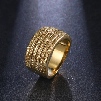 

New Arrival Gold Noble Elegant Full Of Little Cubic Stones Attractive Ring For Female Birthday Gift Jewelry