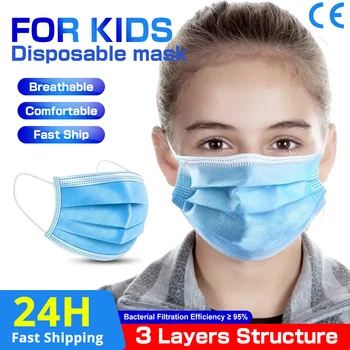 

Fast Delivery! Kids Masks 3-Ply Children Professional Mask Anti Dust Disposable Mouth Mask Ear Loop Breathable Filter Face Mask