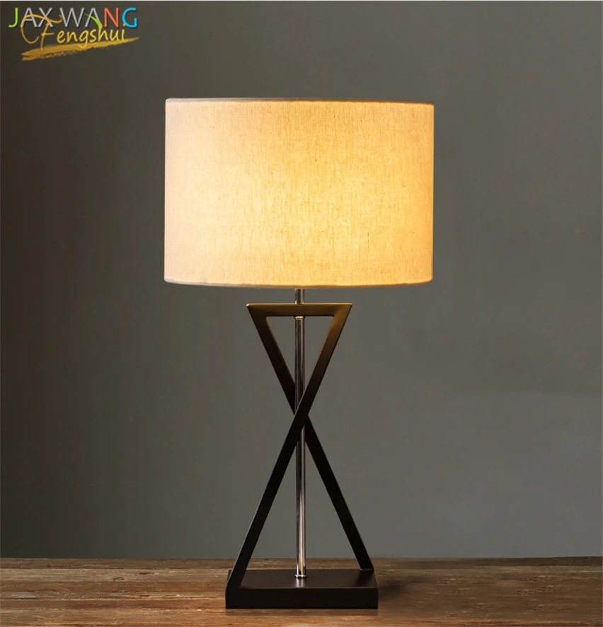

Modern Retro Table Lamp for Bedroom Bedside Lamp American Fabric Shade Desk Light for Living Room Study E27 Art Decor Fixtures