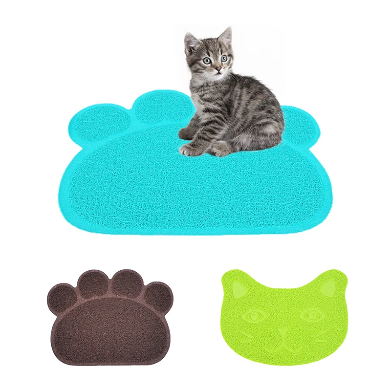 Waterproof Pet Cat Litter Mat PVC Easy Cleaning Cute Claw Shape Feeding Pad For Dog Cat Double Layer Cats Toilet Mat Pet Product
