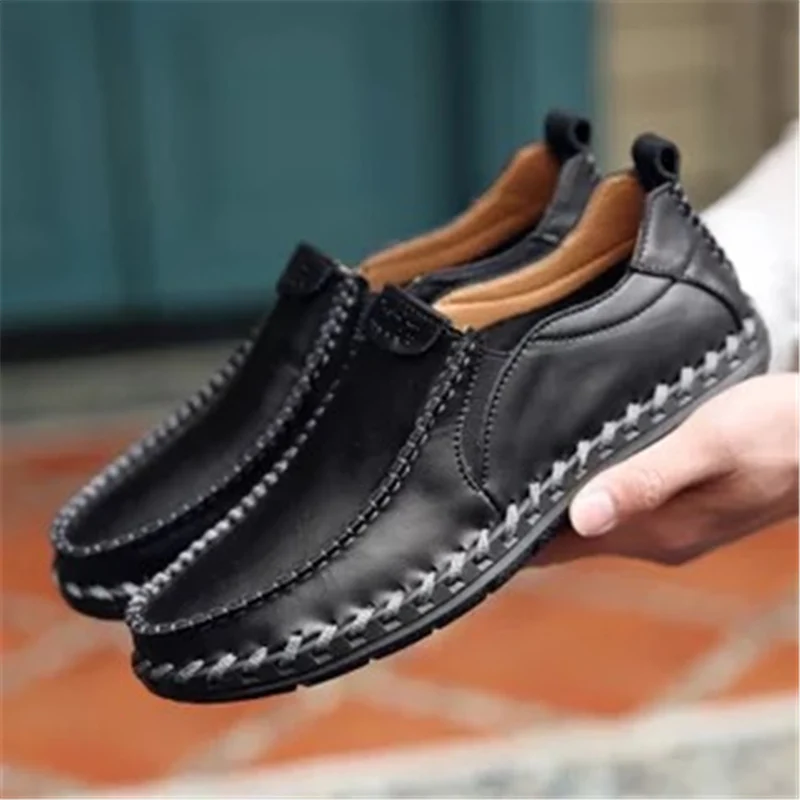 black Debest/Модная брендовая мужская обувь; роскошная мужская обувь из натуральной кожи; повседневная мужская обувь; мужская кожаная обувь; мужские лоферы без застежки - Цвет: black
