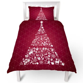 

Red Merry Christams Duvet Cover Pillow Case Quilt Cover Set Bedclothes Single Bedding Sets For Bed