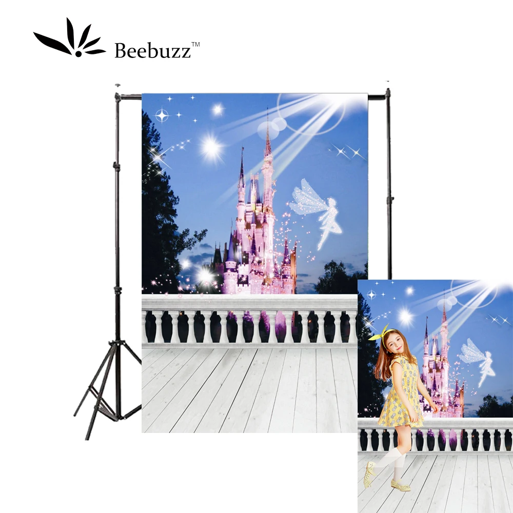 

Princess Castle Elf background Child photography photophone Terrace under the spotlight Night sky