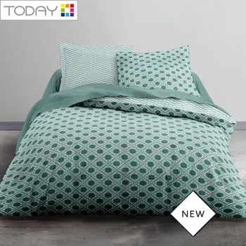 

TODAY bedding set home prints green Graphic 82 gsm 100% Polyester DUVET COVER 220x240cm + 2 CASES 63/63