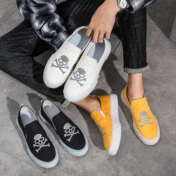 

Reflective skull set foot tide shoes shoes men's white shoes breathable canvas shoes sports shoes transparent jelly bottom