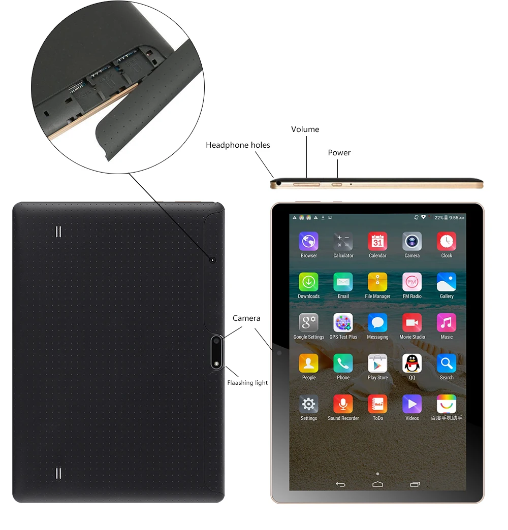 ANRY AN65 Bluetooth Wireless Keyboard 10 Inch Tablet 4 GB RAM 64GB ROM Portablet Android 7.0 Phablet 4G Phone call Tablet
