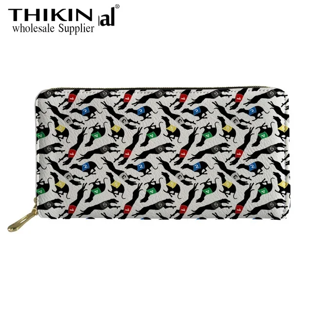 Женский кошелек THIKIN с принтом Whippets, тонкая сумка для денег для дам, Длинный кошелек из искусственной кожи, милые женские кошельки с рисунком собаки из мультфильма - Цвет: as picture