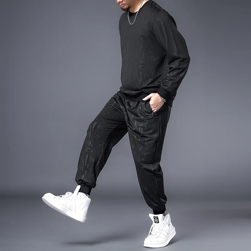 Plus size 7XL 6XL 5XL Suit Men 2020 Casual Tracksuit Mens  Man Set Pant Suits Solid Long Sleeved Male Clothing Hoodie+Pants - Image 3