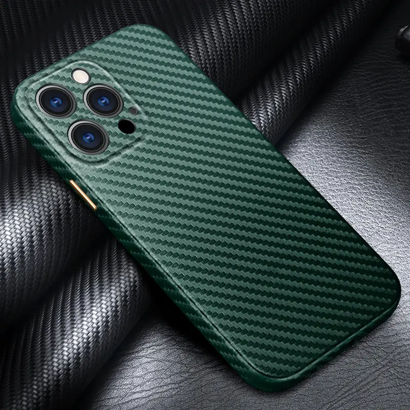 Amstar High-end Leather Carbon Fiber Pattern Phone Case for iPhone 13 Pro Max Camera Wrapped Handmade Phone 13 Mini Cover Case best iphone 11 Pro Max case