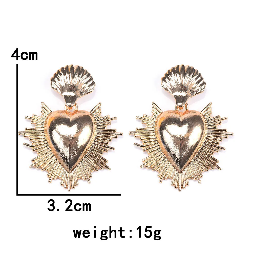 Punk Large Heart Metal Drop Earrings Geometrical Irregular Golden Party Jewelry Women dangle earrings,drop earrings,long earrings,golden earrings,geometric earrings