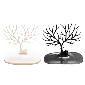 

2 Pcs Deer Tree Rack Display Stand Holder Organizer for Earrings Necklace Ring Beautiful Home Decoration(Black & White)