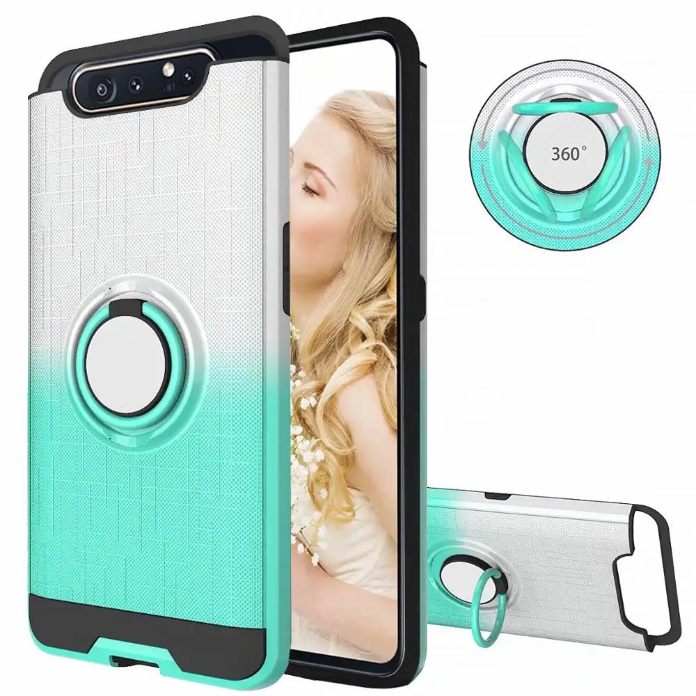 360 ° вращающийся кольцевой чехол для samsung Galaxy A20 A30 A40 A50 A505 A30S A50S A70 A80 A90 A10s противоударный 2 в 1 чехол для телефона - Цвет: Silver green