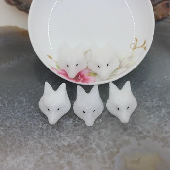 

3pcs/lot Natural white jades Carved Fox Pendants Bulk,Gems Stone Animal Head Carving Figurine Chakra Charms Healing Necklaces