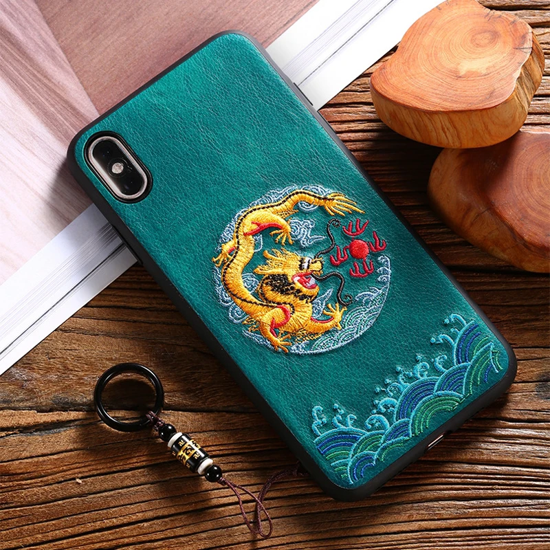 Чехол с вышивкой для huawei P30 P20 Pro Lite Nova 4e 3e 3i 4 5T 5 5i mate 20 30 Honor 9X PU Leahter противоударный чехол с ремешком и кольцом - Цвет: Green
