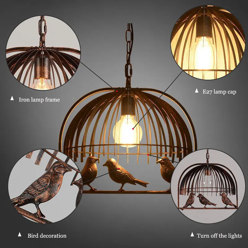 Bird Lights Pendant Lamp Chandelier DropLight For Bedroom Dining Room Kitchen Restaurant Cafe