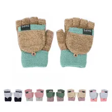 Модные женские зимние перчатки, пушистые толстые осенние и зимние теплые перчатки без пальцев, удобные перчатки с кнопками